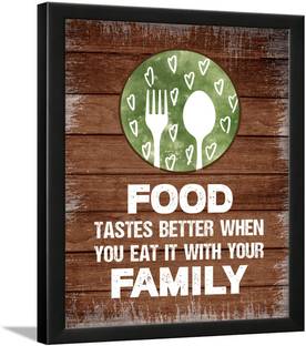 Dining Quotes Wall Frame - Family Eats Together Quotes - Dining Area Quotes - Dining Hall Quotes - Quotes for Dining Room - Dining Table Quotes Frame Paper Print