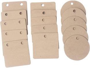 DI-KRAFT Wood Sheet Craft - MDF Cutouts Pendants - Plain MDF Blanks Cutouts - Set of 15 for Painting Wooden Sheet Craft, Decoupage, Resin Art Work & Decoration Pine Wood Veneer