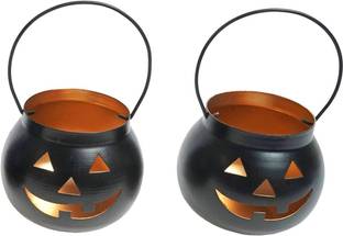 Anantam homes Dudki Halloween Face Votive Candle Holder / Hanging Tealight Holder Set of 2 Aluminium Candle Holder