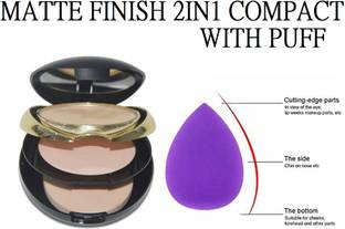 MYEONG 2IN1 PRIME & FINE NON OILY MATTE FINISH PRESSED POWDER COMPACT WITH BLENDER