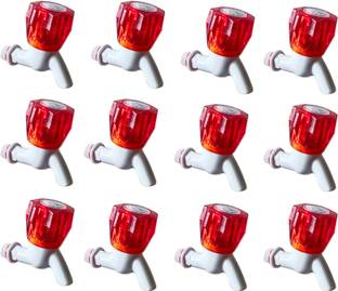 UMIYA Pvc Red Crystal Short body bib cock pack of 12 pvc plastic Red Crystal Short body bib cock standard size 1/2" - for hot & cold water bib tap Bib Tap Faucet