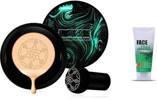 SUPER Longing Air Cushion CC Cream Moisturizing Concealer Mushroom Head Brush Waterproof Makeup Foundation Moisture BB Cream for Women Girls (Natural) Foundation