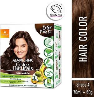 GARNIER Color Naturals Crme Hair Color, Shade 4 Brown, 70ml + 60g + Coloring Tools , Brown