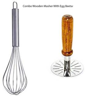 Areebasales Potato Masher With Egg Whisker Steel Masher
