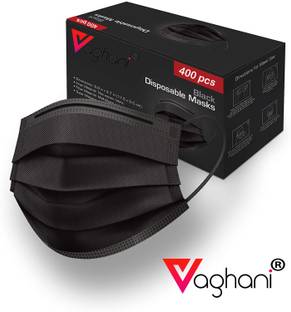 Vaghani Vaghani 400 Units Disposable 3 Ply Surgical Face Mask With Thick Melt Blown (SMMS) Filter, Anti-Virus, Anti-Bacteria, Anti-Pollution Mask with Nose Clip Surgical Mask With Melt Blown Fabric Layer Surgical Mask With Melt Blown Fabric Layer (Black, Free Size, Pack of 50, 3 Ply) 3 Ply Surgical Mask (400 Piece) ( Black )( With Pin ) Surgical Mask With Melt Blown Fabric Layer