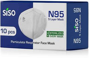 SISO N95 5 Layer Face Mask FFP2 (Pack of 10) - ISI Mark/BIS Certified Reusable