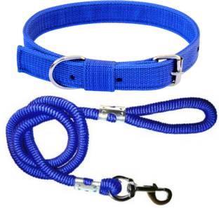 BODY BUILDING Dog Belt Combo of Blue Dog Collar with Blue Lead 1.5m Lengthy Dog Collar & Leash