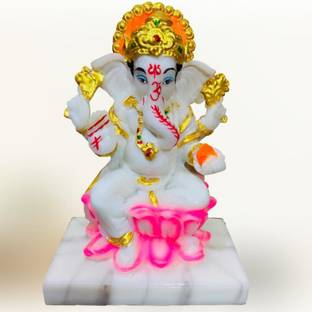krishnagallery1 WHITE Ganesh statue Murti Marble Finish Statue , Ganesh Ji Murti , Ganpati statue Murti , Ganesh ji Murti ( Home Temple Use , Office Temple , Vastu Poojan &lt; gifted use Statue Item ) Decorative Showpiece  -  16.5 cm