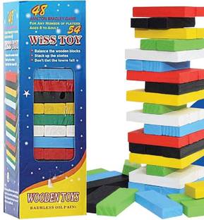 WHITE POPCORN MINI Jenga Block 54 Pcs 3 Dice With Box Packing | Jenga Puzzle for Kids | Jenga Blocks for Kids | Building Blocks