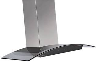 Glen Designer Curved Glass Kitchen Chimney 6071 SS Touch Sensor 90cm 1250 m3h Wall Mounted Silver 1250 CMH Chimney