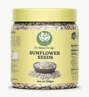 go vegan Sunflower Seeds for Eating 250gm - Rich in Protein & Fiber, Healthy Seeds [Jar Pack] Sunflower Seeds