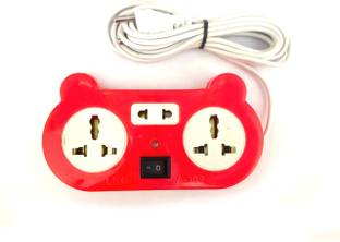 Ratehalf 2 Socket 3 Pins 1 Socket 2 Pins Switch Spike Guard Power Strip with Switch Extension Cord Board Box with Surge Protector (Red, 1.5 m Cable) 6 A Two Pin Socket