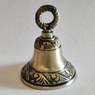 Brass India 100% Brass Heavy Material Antique Finish Bell | Design : Jhumka | Weight : 100 grams | Size: Small but heavy 2"(D)x2.5"(H) | Brass Decorative Bell