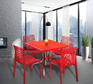Supreme WEB RED SET OF 4 CHAIR FULLY COMFORT nd weight bearing capacity 150 kg outdoor chair Plastic Outdoor Chair
