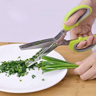 Gift Corner 1 Pc Stainless Steel Knife Multi-Function 5 Blade Vegetable Stainless Steel Herbs Scissor with Blade Comb