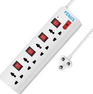 Fedus 4 Meter 13 Feet Long switch board extension |extension boards with switch,extension cords,switch board,extension board with long wire, extension board for computer,surge protectors spike buster 4  Socket Extension Boards