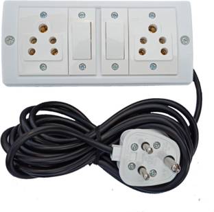 UKV Extension switch board with 2 sockets 2 switchs - 4 Mtr Long wire 2  Socket Extension Boards