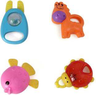 Kiddie Castle Animal Shaped Pack of 4 Rattle