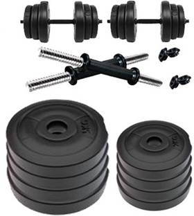 COGNANT FITNESS Dumbbell Set of 28kg (4 * 5kg + 4 * 2kg) PVC Weight Plates + 2 Rods Adjustable Dumbbell