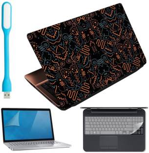 Anweshas 4in1 Combo of Premium Quality Spiral Abstract Laptop Skin with Usb Led Light, Key Guard and Screen Guard for 15.6 inches Laptop Combo Set