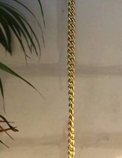 UAPAN Brass Chain for Hanging Bell Diya with S hook (2 meter thick chain, Gold) Decorative Showpiece  -  200 cm