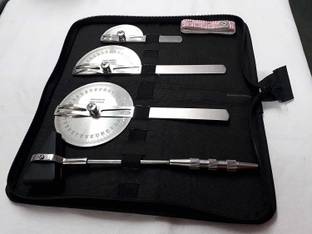 ARINEO Stainless Steel Goniometer Set of 3 Pc with Hammer And 1 Measuring Tape Medical Goniometer