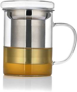 Octavius Borosilicate Glass Cup with Steel Tea Infuser | Perfect for Infusing Leaf Teas, Flowers & Herbs | Detachable Stainless Steel Infuser Glass Tumbler