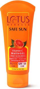 LOTUS HERBALS Sunscreen - SPF 50 PA+++ Safe Sun Vitamin-C MatteGEL Daily Sunscreen SPF 50 PA+++