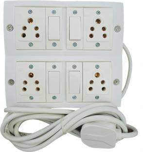 UKV Extension switch board with 4 sockets havells , 4 switchs havells - 3 core heavy, 9 meter copper cable 4  Socket Extension Boards