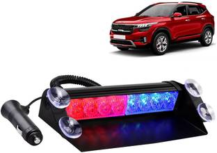 Selifaur F2L158 - 8 LED High Intensity Windshield Emergency Strobe Lights || Vehicles Interior Roof Hazard Warning LED Flash Light (Blue&Red)for Kia Seltos Interior Light Car, Van LED (12 V, 35 W)