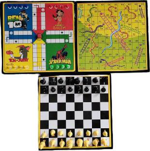 RAS Wooden Ludo,Snakes & Ladders and chess board 12X12 Board Party & Fun Board Game