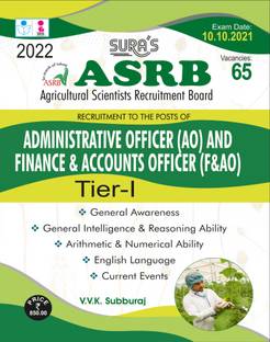 SURA`S ASRB (Agricultural Scientists Recruitment Board) Administrative Officer (AO) and Finance & Accounts Officer (F&AO) TIER-I EXAM BOOKS - LATEST EDITION 2022