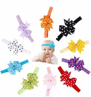 Futurekart Baby Girl's Soft and Elastic Bow Headband pack of 10 Head Band