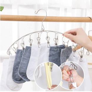 Urbanware 10 Clips Cloth Hanger Dryer Baby Hanger Clothes Drying Stand Hanger with Clips Stainless Steel Cloth Clips