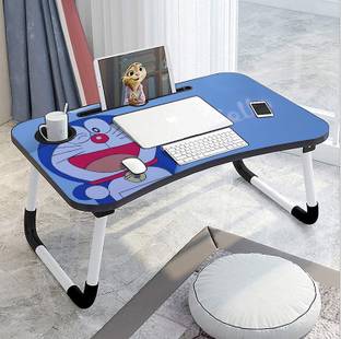 Floresta Wud HELLO DORAEMON Design Folding Multi Use Table With Tablet & Cup Holder || Wood Portable Laptop Table