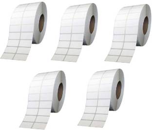youtech 50 mm X 25 mm, (White) Direct Thermal Barcode Labels (DT), Set of 5 Roll, 3000 Labels In Roll, No Need Carbon Ribbon, Paper Label ,2’’up (Smooth White) dt Paper Label