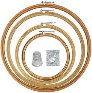 MGP FASHION Mini Sewing Kit for Home / Traveling / Tailoring / Fashion Designer / Boutique Basic Purpose Tailoring 5" 6.6" 7.5" 8.5" Wooden Hoop / Frame For Sewing & Hand Embroidery Work Design for DIY Embroidery / Crafting / Sewing / Thimble / Threader Sewing Kit