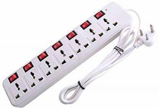 MSNL 7 Socket Extension Cord With Individual Switches FUSE Led Indicator 7 Socket Extension Boards (White)(RED) 7 Socket Extension Boards (White) 7  Socket Extension Boards