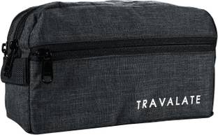 Travalate Toiletry Travel Bags Shaving Kit/Pouch/Bag for Men and Women, 1 Main Compartment with Front Pocket and Back Pocket - Grey (24 X 10 X 13 cm) Travel Toiletry Kit