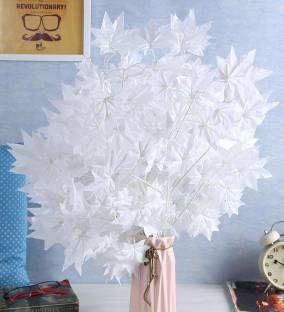 well art gallery WELL ART GALLERY Artificial Silk Maple Leaf Autumn Fall Leaves Set of 6 for Wedding House Party Decorations - White, 60cm White Wild Flower Artificial Flower