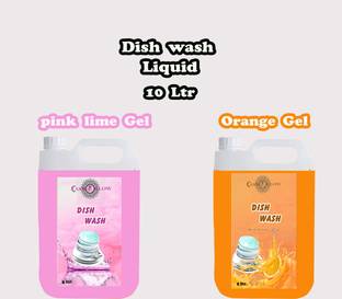 casmoglow Orange Dish Wash liquid Anti-Bacterial Disinfectant Dish & Utensil Wash Gel (5L) And Pink Lime High Action Dishwashing Liquid for Utensils (5L) Dish Cleaning Gel Dish Cleaning Gel