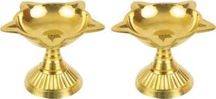 Spillbox Traditional Handcrafted Brass Diya Brass (Pack of 2) Table Diya