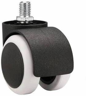Biway Threaded Twin Castor Revolving Chair Wheel Black & White Set of 5 Appliance Furniture Caster ( Pack of 5 ). Iron, Plastic Friction Rolling Cabinet