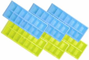 Wonder Plastic Aanchal Fridge Ice Tray Set, 6 Pcs Tray 14 Cube, Blue Green Color, Made in India, KBS03840 Blue, Green Plastic Ice Cube Tray