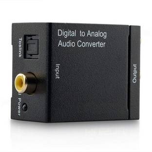 JAMUS  TV-out Cable Digital to Analog Audio Converter SPDIF Optical/Fiber Coaxial Coax Input to Analog 2.1 Stereo Audio Output Converter Adapter.>>Optical Cable and Rca cable are Included (Black, For TV)
