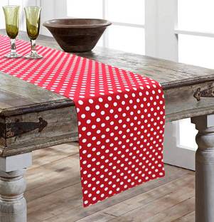 AIRWILL Red, White 152 cm Reversible Table Runner