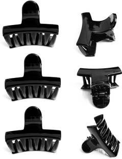 BHARATGAURAV Women's Hair Clips Pack of 6 Black Plastic Hair Clutch Medium Size Trendy Clip Claw Hair Clip