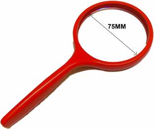 DELINGER Magnifying Glass 50 mm Red Handheld Magnifier For Reading And Viewing Small Objects 20X