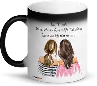 FirseBUY Bestie Friends Magic, It's Not What We Have in Life, But Who We Have in Our Life That Matters Friendship Quotes Ceramic Ceramic Coffee Mug