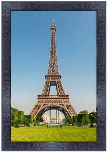 pnf Eiffel Tower Landscape Scenery Wood Photo Frames with Acrylic Sheet (Glass) 25384 Digital Reprint 14 inch x 10 inch Painting